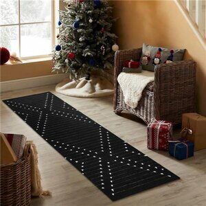 NEW Black Boho Area Runner Rug